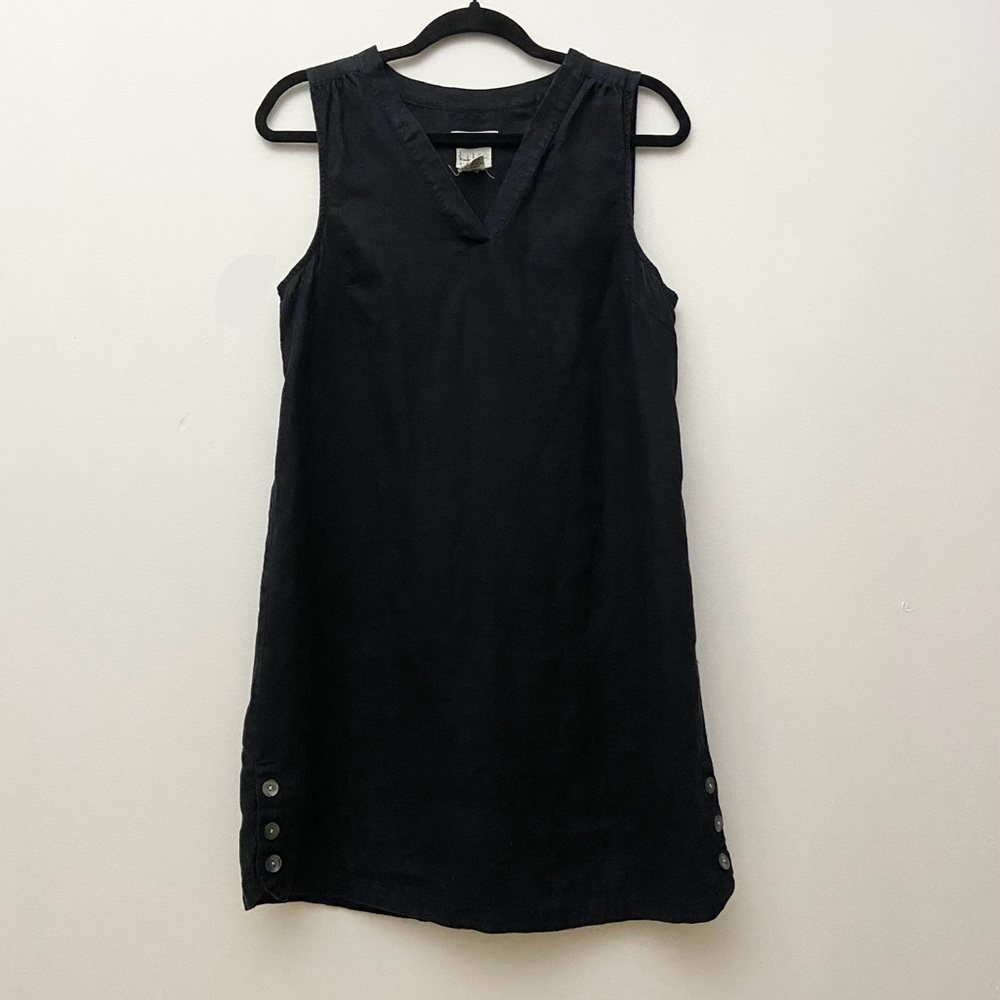 Nicole Miller 100% Linen Black V-Neck Mini Dress